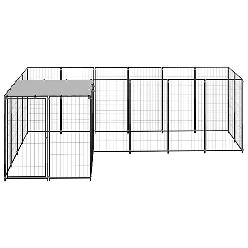 Helloshop26 Chenil extérieur cage enclos parc animaux chien 4,84 m²110 cm acier noir 02_0000533