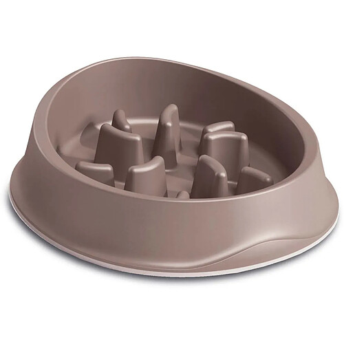 ZOLUX Ecuelle antidérapante Slow feeder 0.5 litres taupe.