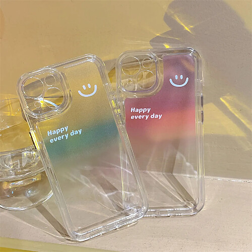 GUPBOO Étui pour iPhoneXsMax Dégradé Anglais Smiley Simple Cas de Téléphone Transparent