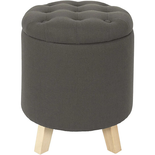 The Home Deco Factory Pouf coffre rond pieds en bois Eleonor Gris.