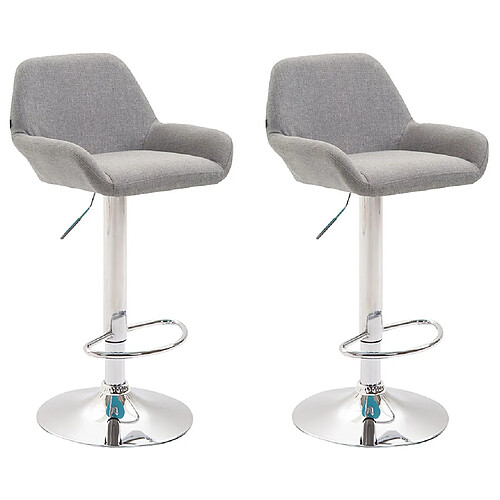 Decoshop26 Lot de 2 tabourets de bar repose-pieds en forme d'arc en métal chromé assise en tissu gris 10_0004041