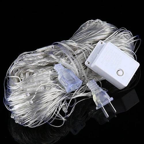 Wewoo Guirlande 3m Longueur x 2m Hauteur 12W 200 LEDs Réticule String Devoration Lights avec le joint d'extrémité et contrôleur multifonctions, prise américaine, AC 110V lumière blanche