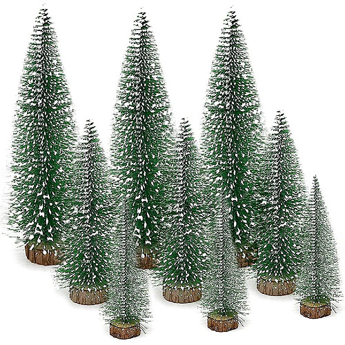 Universal 9pcs Le mini-arbre de Noël artificiel a des effets de neige, décoration de table