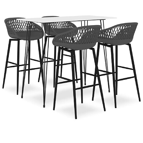 vidaXL Ensemble de bar 5 pcs Blanc et gris