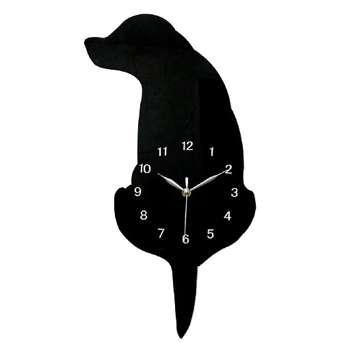 3d queue wagging chat chien mur horloge silence horloge chambre décoration noir chien 01