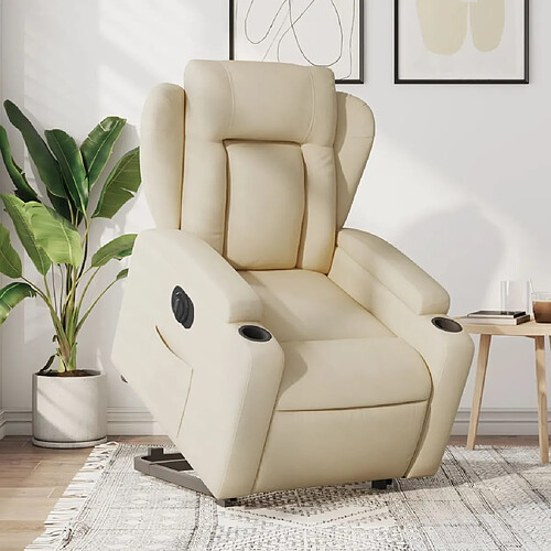 vidaXL Fauteuil inclinable électrique crème tissu