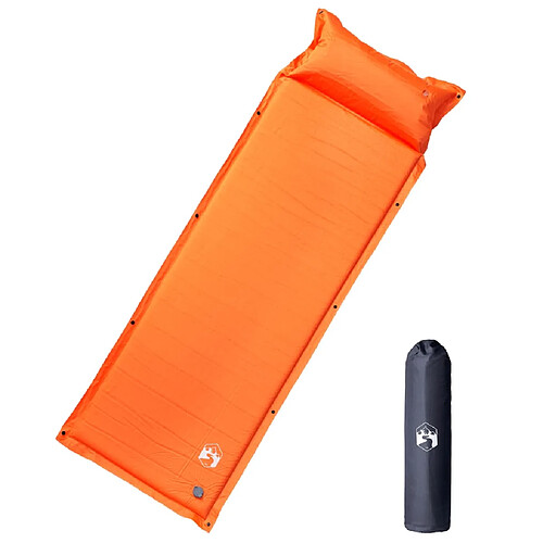 vidaXL Matelas de camping autogonflant avec oreiller 1 personne orange