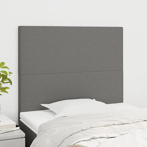 vidaXL Têtes de lit 2 pcs Gris foncé 100x5x78/88 cm Tissu