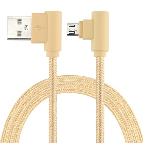 Wewoo Câble or pour Samsung / Huawei / Xiaomi / Meizu / LG / HTC et autres smartphones de charge double coude en nylon Weave Style de 25 cm USB,