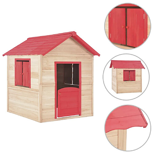 vidaXL Maison de jeu pour enfants Bois de sapin Rouge