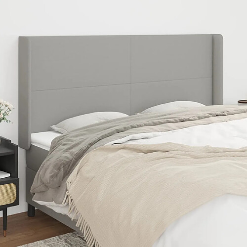 Maison Chic Tête de lit scandinave avec oreilles,meuble de chambre Gris clair 183x16x118/128 cm Tissu -MN48940