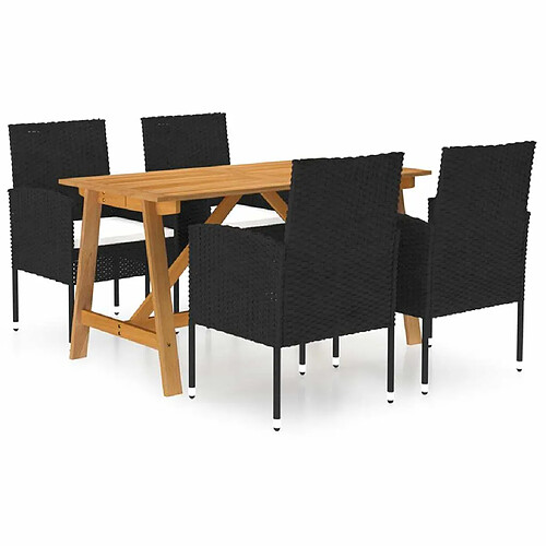 Salle à manger de jardin 5 pcs,Table et chaise à dîner Noir -MN40070