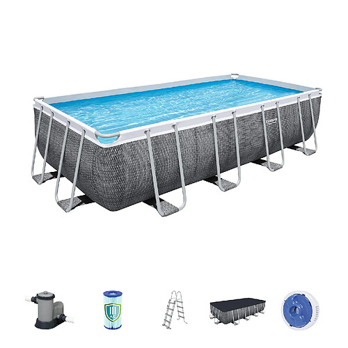 Piscine Autoportante Tubulaire Bestway Power Steel Design Rotin 549x274x122 cm Filtre à Cartouche de 5.678 litres/heure