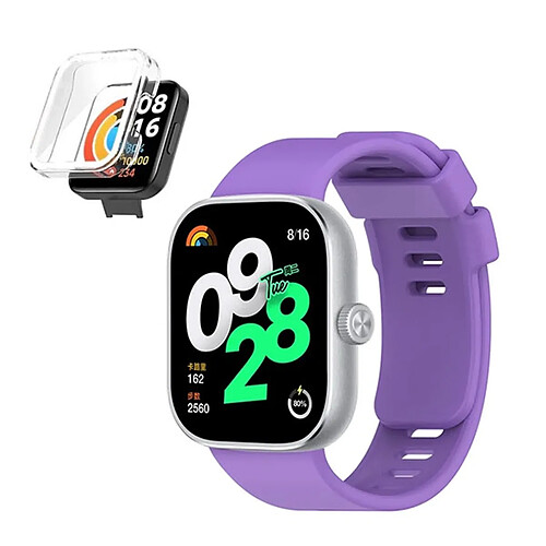 NIS Kit Housse Anti-Impact + Sangle Phonecare Smoothsilicone Compatible avec Xiaomi Redmi Watch 4 - Violet