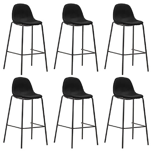 vidaXL Chaises de bar lot de 6 noir tissu