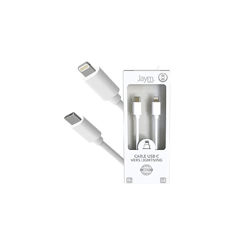 Jaym Câble USB-C vers Lightning 3A - 1,5 mètres - Collection POP - Blanc