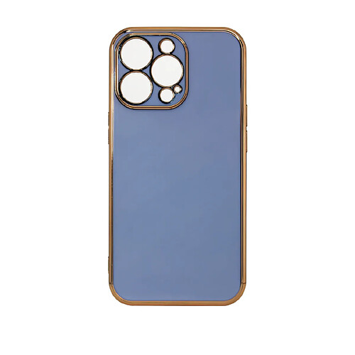 Ozzzo coque lighting couleur pour iphone 13 pro max coque en gel bleu avec cadre dore