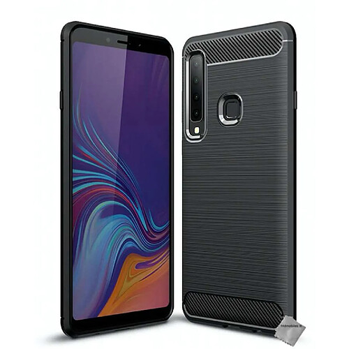 Htdmobiles Coque silicone gel carbone pour Samsung Galaxy A9 (2018) + verre trempe - NOIR