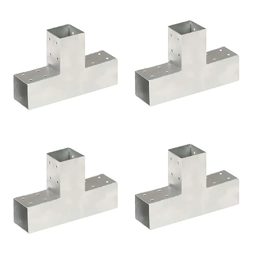 vidaXL Connecteurs de poteau 4 pcs Forme en T Métal galvanisé 71x71 mm