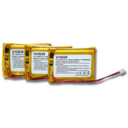 vhbw 3x batterie remplace MT LP053040 pour combiné téléphonique téléphone fixe (500mAh, 3,7V, Li-Polymère)