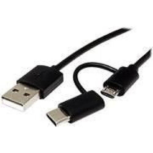 Roline - USB-Kabel - Micro-USB Typ B, USB-C (M) bis USB (M) - USB 2.0 - 1 m - Schwarz