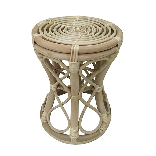 Pegane Table d'appoint en bois de rotin coloris naturel - diamètre 30 x hauteur 40 cm