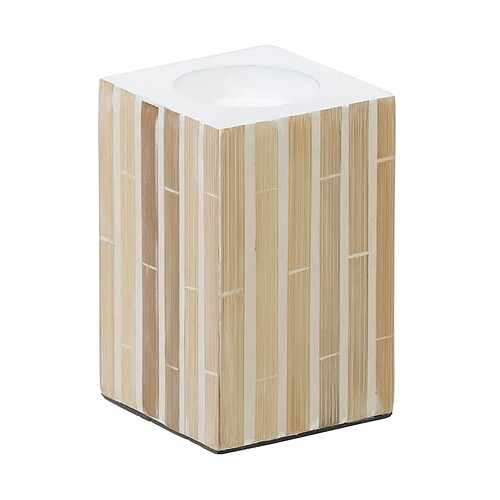 BigBuy Home Bougeoir Beige Bambou Bois MDF 10,5 x 10,5 x 16 cm