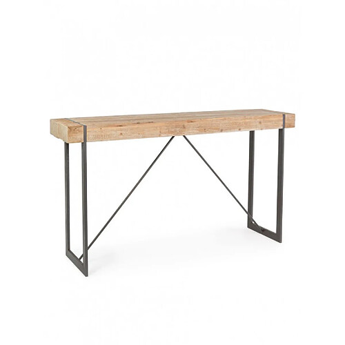 Mes Table de bar 200x50x110 cm en sapin naturel et noir - TRIU