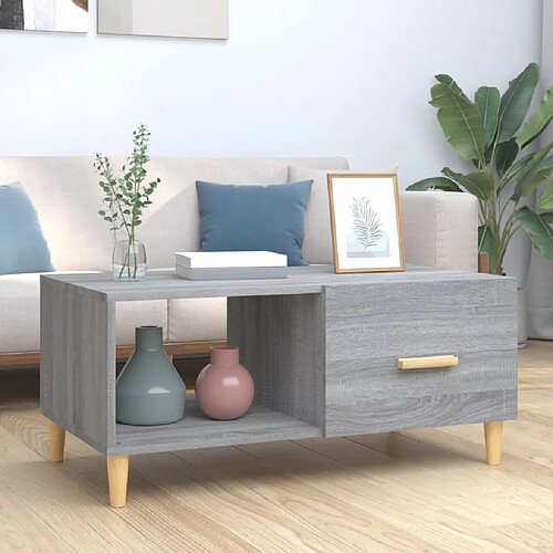 vidaXL Table basse sonoma gris 89,5x50x40 cm bois d'ingénierie