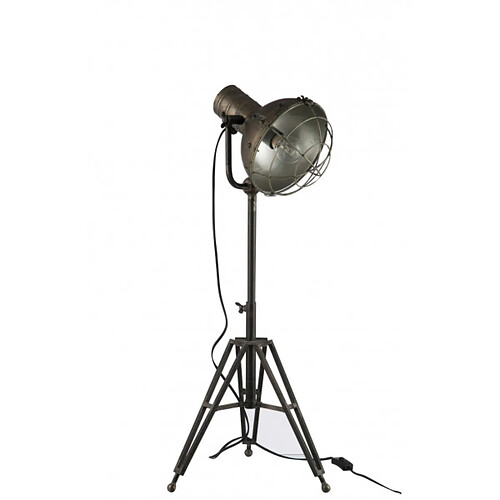 Dansmamaison Lampe Sur Pied Ronde Metal Gris 93 cm