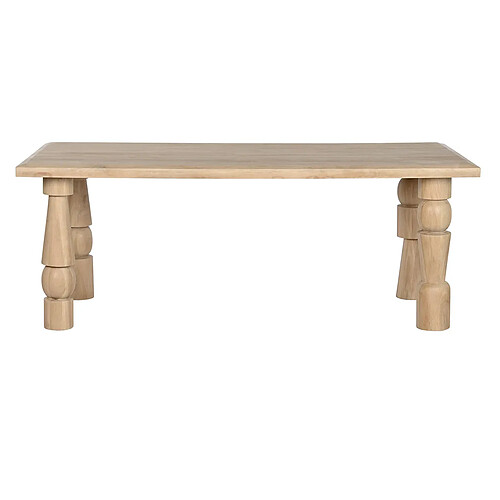 Pegane Table à manger, table de repas rectangulaire en bois de manguier naturel - longueur 200 x profondeur 90 x Hauteur 76 cm