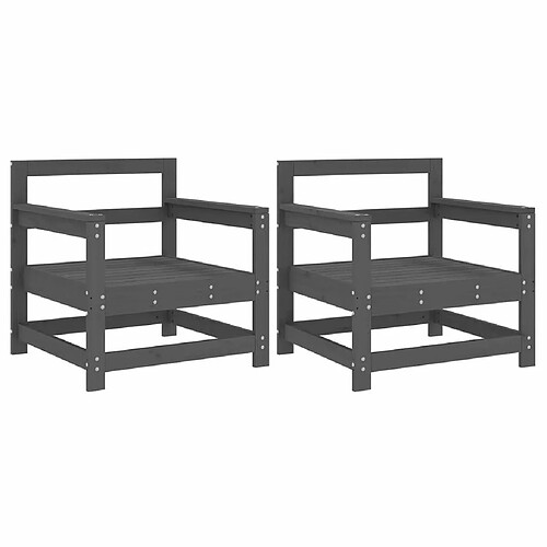 Maison Chic Lot de 2 Chaises de jardin,Fauteuil d'extérieur gris bois massif de pin -MN81705