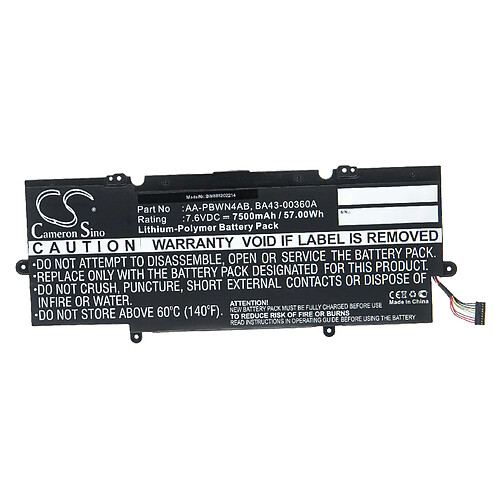 vhbw Batterie compatible avec Samsung NP740U3E-K01FR, NP740U3E-K01UK, NP740U3E-K02FR ordinateur portable Notebook (7500mAh, 7,6V, Li-polymère)