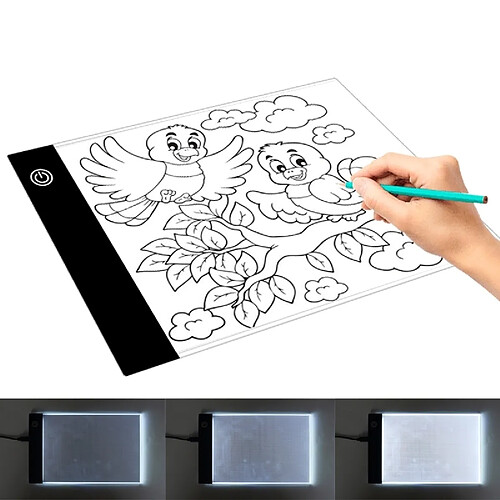 Wewoo Tablette graphique 2.2W 5V LED Trois niveaux de luminosité Acrylique USB Copie planches Dimmable A5 Anime Sketch Drawing Sketchpad