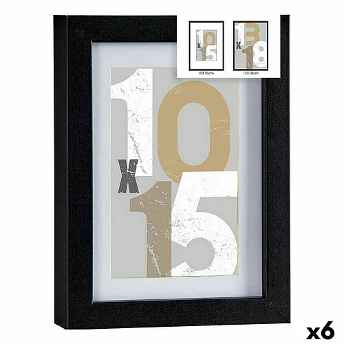 Gift Decor Cadre photo 16 x 21 x 2,5 cm Noir verre Bois MDF (6 Unités)