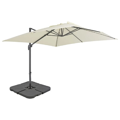 vidaXL Parasol de jardin avec base portable sable