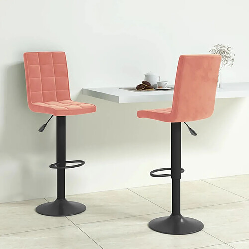 vidaXL Tabourets de bar lot de 2 rose velours