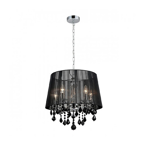 Luminaire Center Suspension en cristal Cornelia Chrome, noir en métal