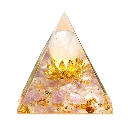 Totalcadeau Pyramide Orgonite Fleur de Lotus Doré