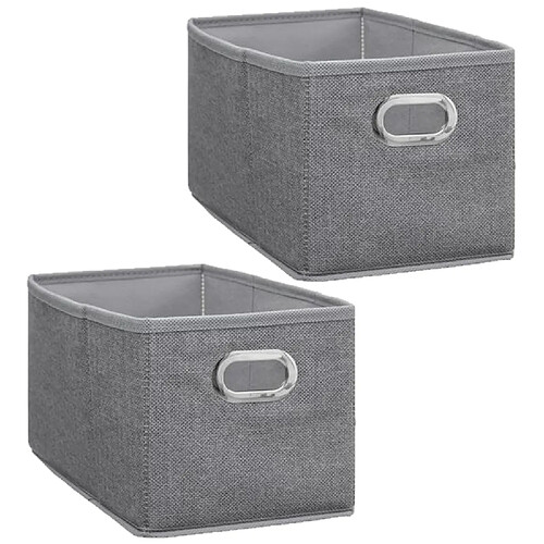 Toilinux Lot de 2 Boites de rangement Largeur 31 x Hauteur 15 cm - Gris clair chiné