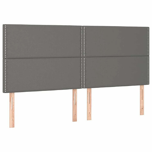 Maison Chic Lot de 4 Têtes de lit design pour chambre - Décoration de lit Gris 100x5x78/88 cm Similicuir -MN80084