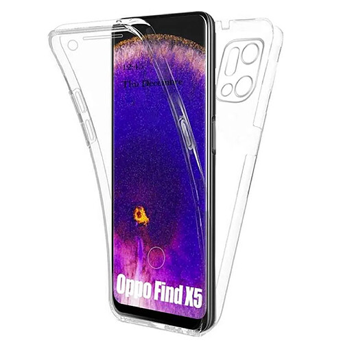 Htdmobiles Coque pour Oppo Find X5 5G - housse etui silicone gel fine 360 integrale (avant et arriere) + verre trempe - TRANSPARENT