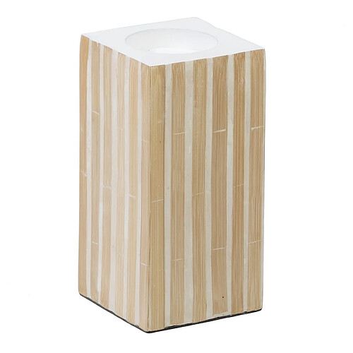 BigBuy Home Bougeoir Beige Bambou Bois MDF 10,5 x 10,5 x 21 cm