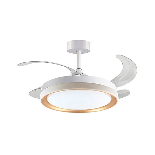 KIGALI MINI ventilateur de plafond blanc/or 4 pales rétractables 48WLED 3000|4000|6000K H35xP91/40cm