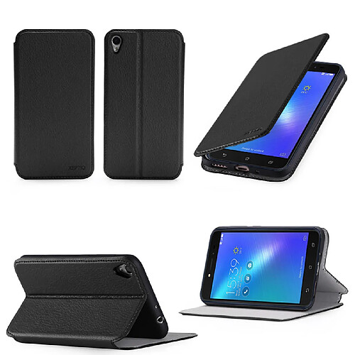 Etui luxe Asus ZenFone Live ZB501KL 4G noir Ultra Slim Style Cuir avec stand - Housse coque de protection Asus ZenFone Live 5 pouces noire 2017/2018 - accessoires pochette XEPTIO case