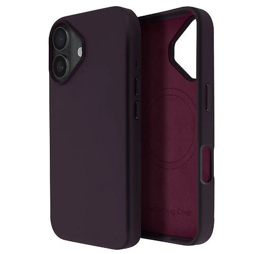 Avizar Coque MagSafe pour iPhone 16 en Cuir Vegan Haute Qualité Violet