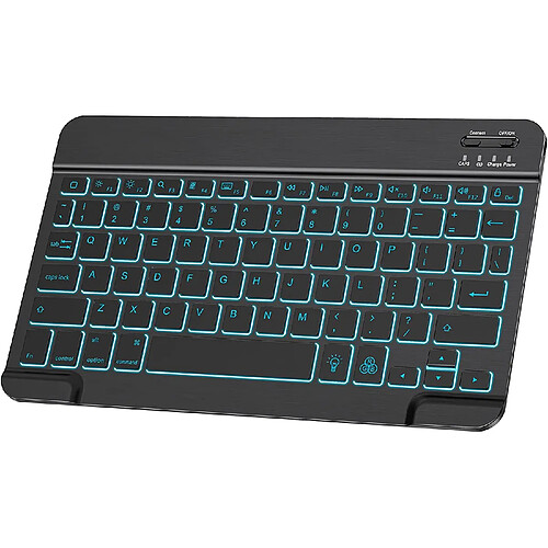 Clavier Bluetooth sans fil rétroéclairé ultra fin, clavier rechargeable rétroéclairé portable universel 7 couleurs pour iPad iPhone Samsung iOS Android Windows Tablettes Téléphones