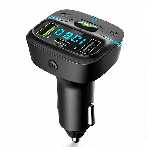 Lecteur mp3 bluetooth pour voiture, charge rapide, chargeur de voiture, effet de basses lourdes, lumière ambiante