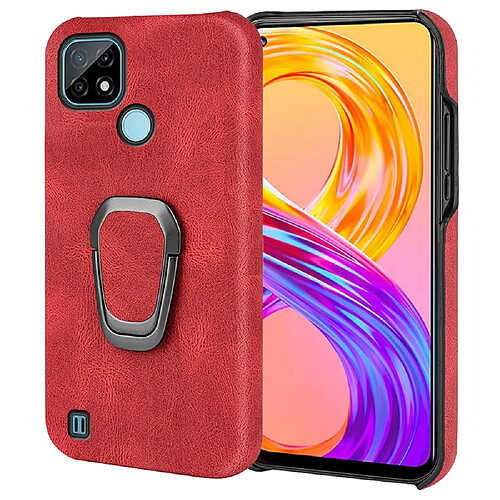 Coque en TPU + PU avec béquille, rouge pour votre Realme C21