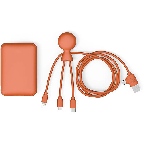 SANAG Batterie Externe Plastique Recyclé -Câble Multi Usb 4 En 1 Usb C, Usb, Lightning,Micro Usb Et Powerbank 5000Mah Charge Rapide Pour Smartphone Universelle - Mr Bio Pack Long 1M Orange